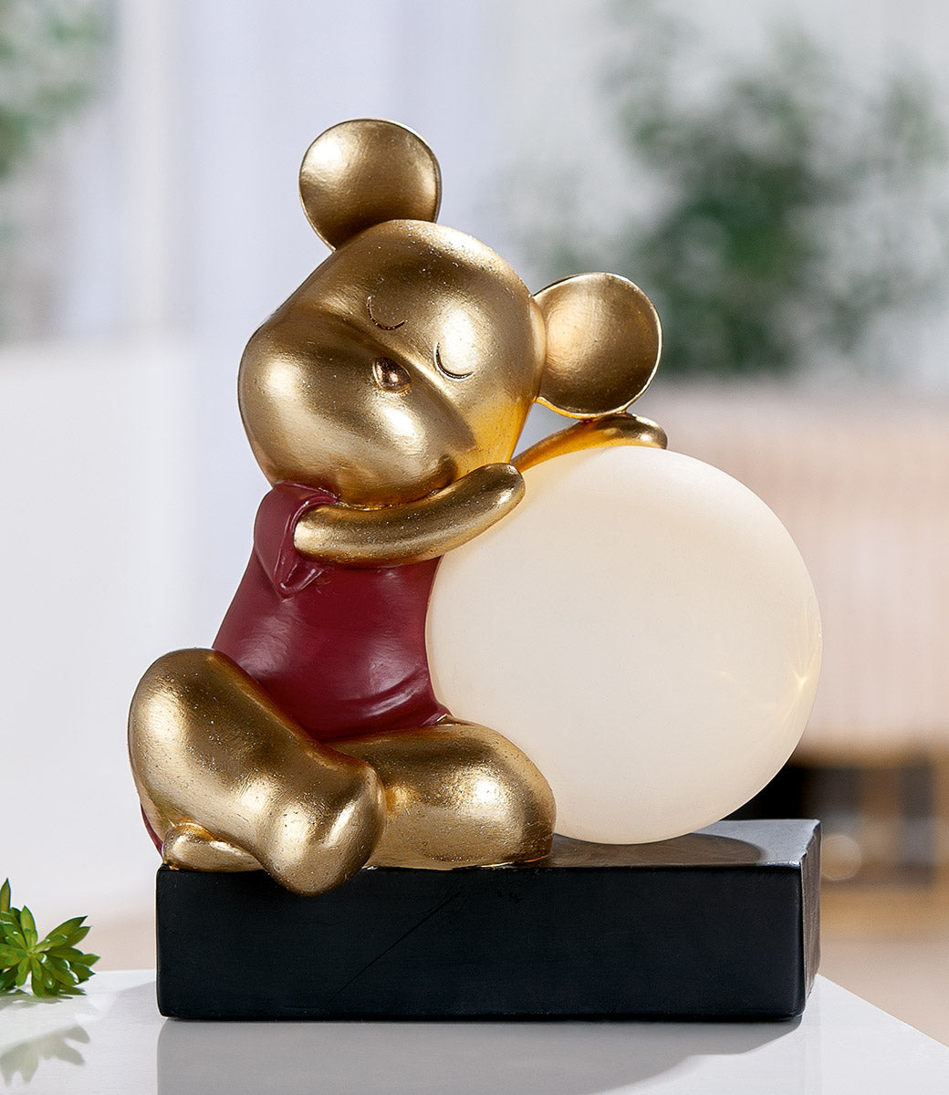 LED Tischleuchte Bär Helen mit Leuchtkugel gold
