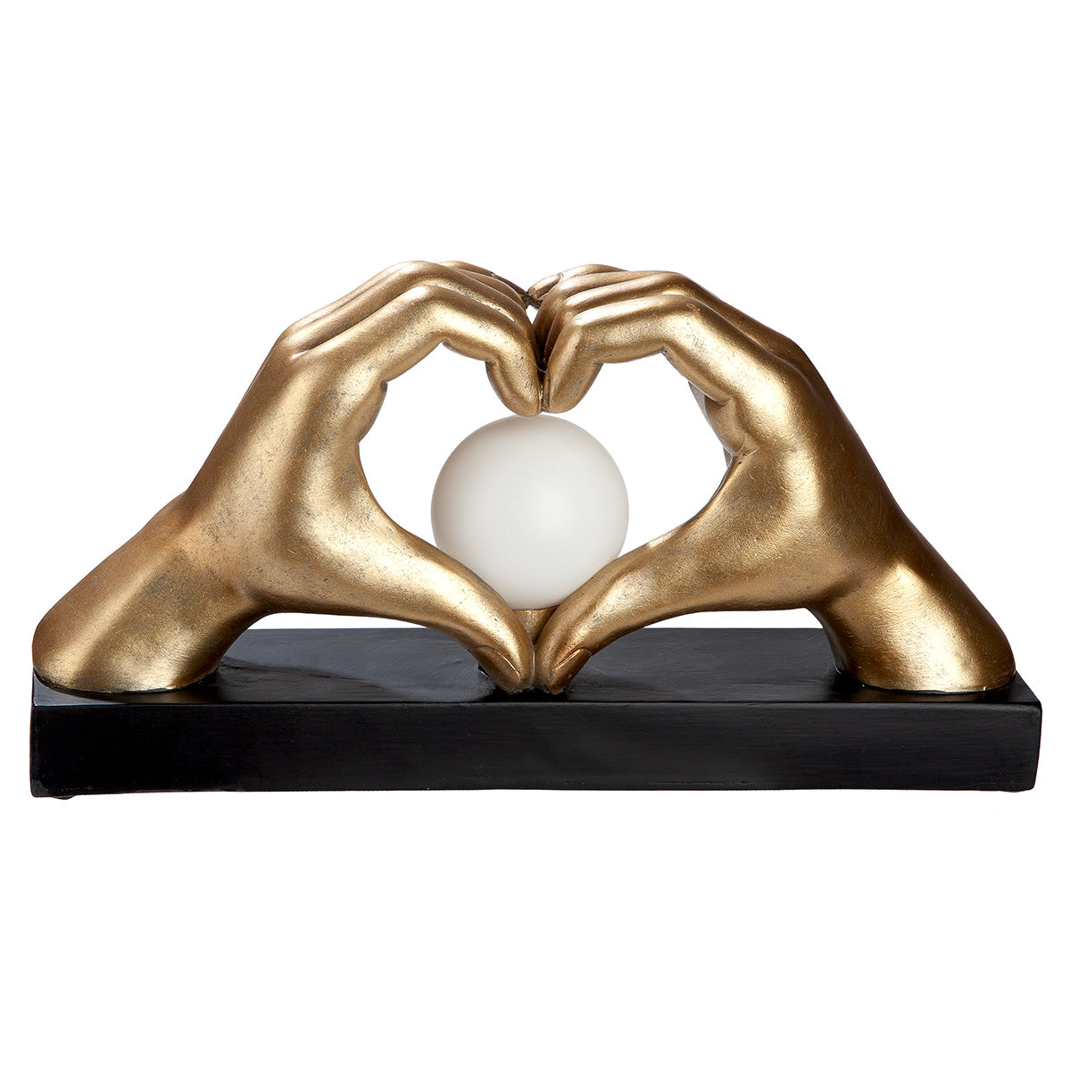 LED Tischleuchte Amora Hands Hände Herz mit Leuchtkugel gold