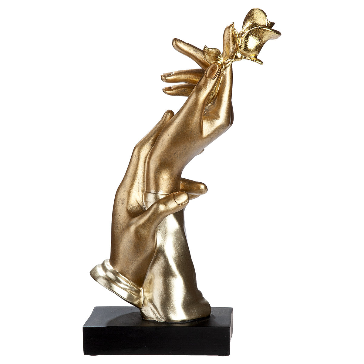 Deko Skulptur Goldene Hände mit Rose