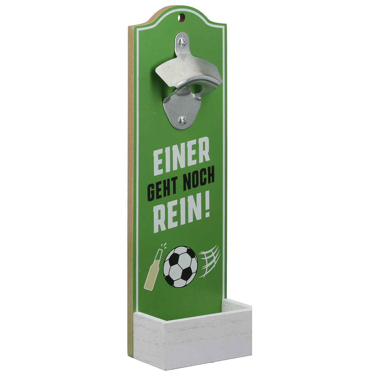 Bierflaschenöffner Fußball Wandhalter im sportlichen Design grün WM2026