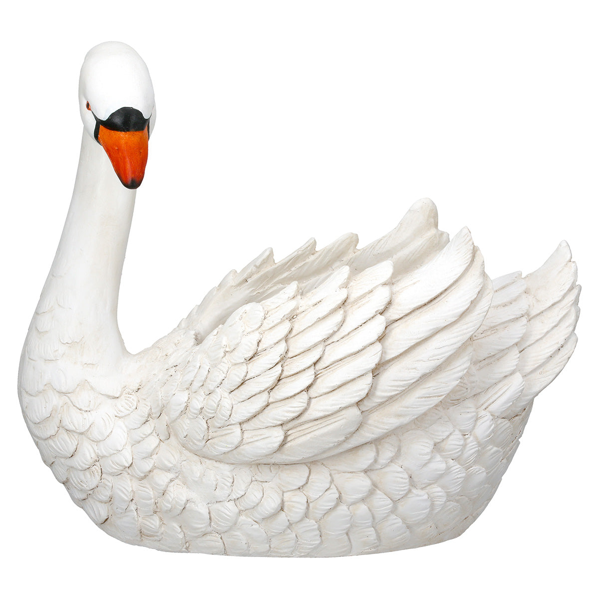 Swanne Übertopf Schwan Weiß Garten Deko