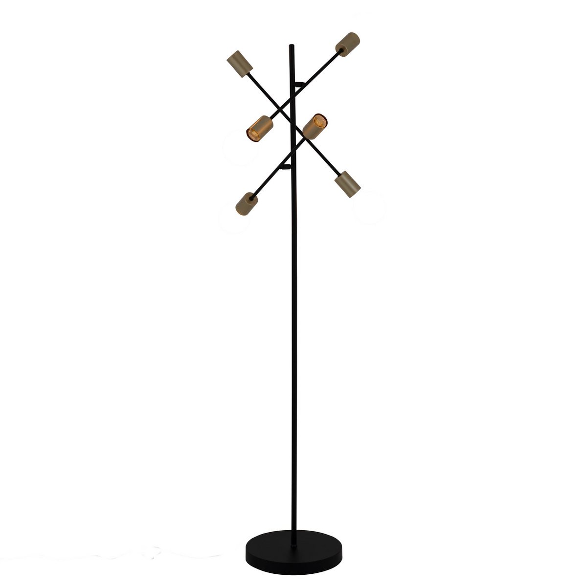 Stehleuchte "MODO" aus Metall in Schwarz,, Fassungen in Gold, E27-Fassung, Stehlampe für Wohnzimmer, Esszimmer, Küche, Diele, Flur oder Büro, 150 x 49 cm