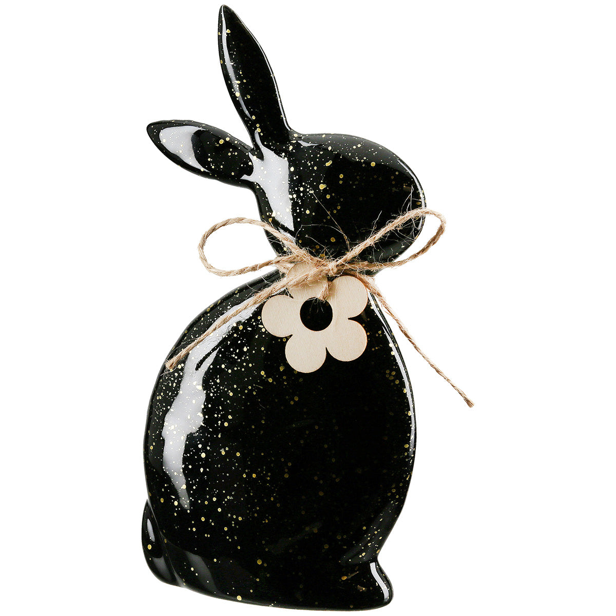 Sprenkel Hase Dekofigur Schwarz Gold Osterdekoration