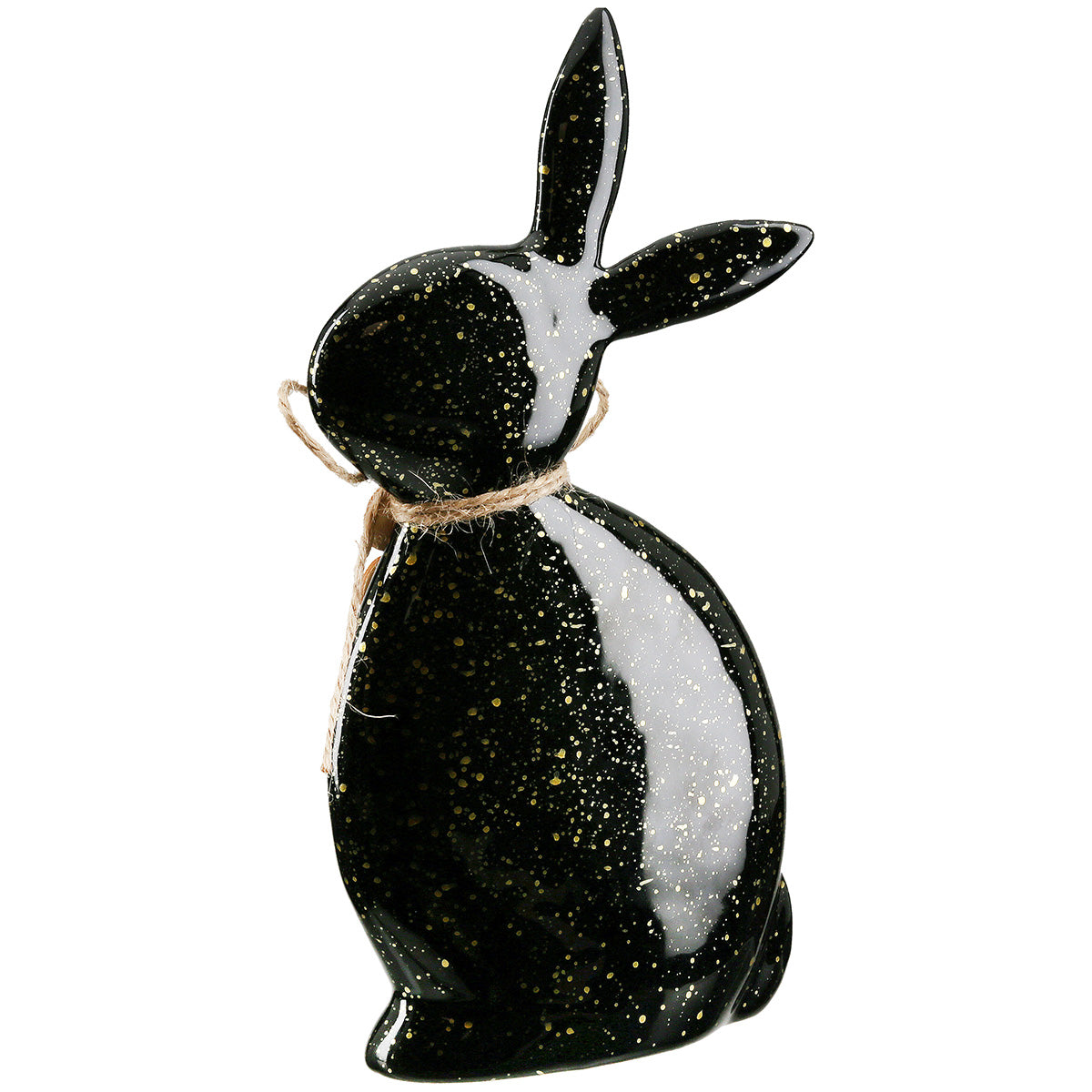 Sprenkel Hase Dekofigur Schwarz Gold Osterdekoration