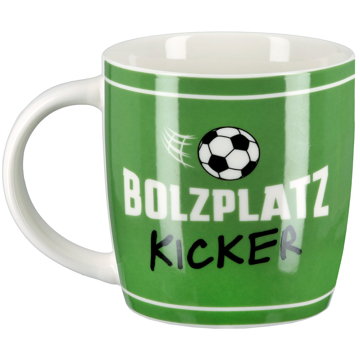 Tassen Set Bolzplatz Kicker 6 teilig aus Porzellan grün 380 ml