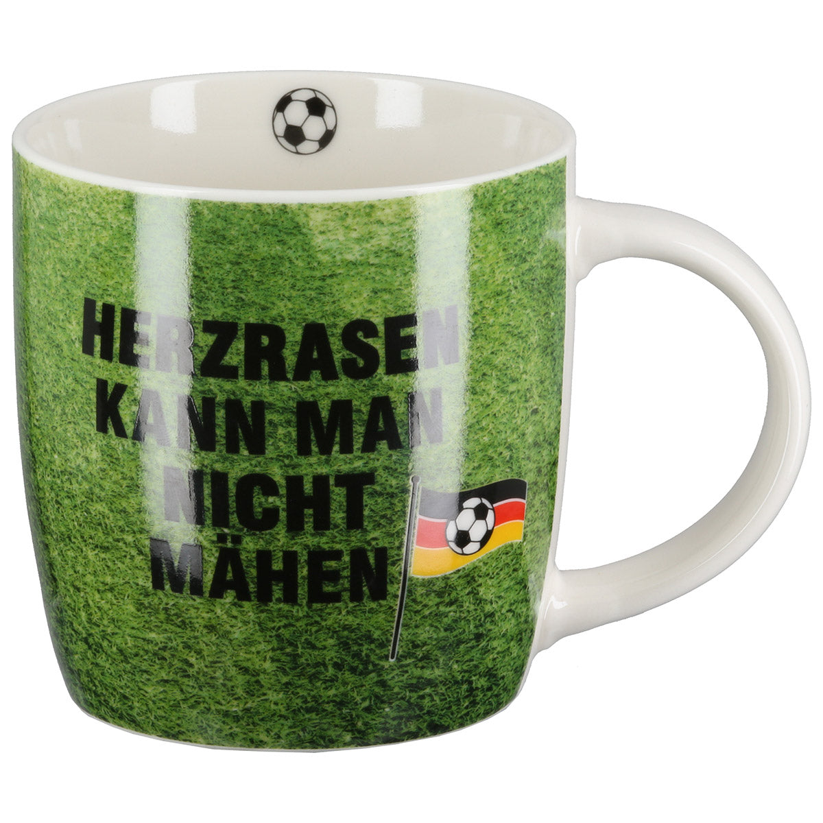 Tassen Set Fussball Herzrasen 6 teilig aus Porzellan grün 380 ml