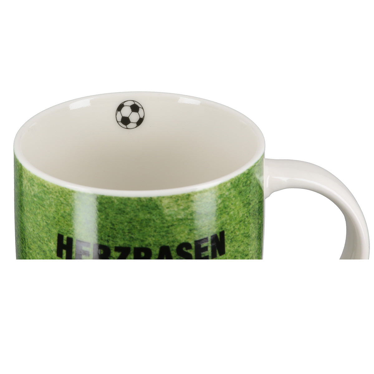 Tassen Set Fussball Herzrasen 6 teilig aus Porzellan grün 380 ml