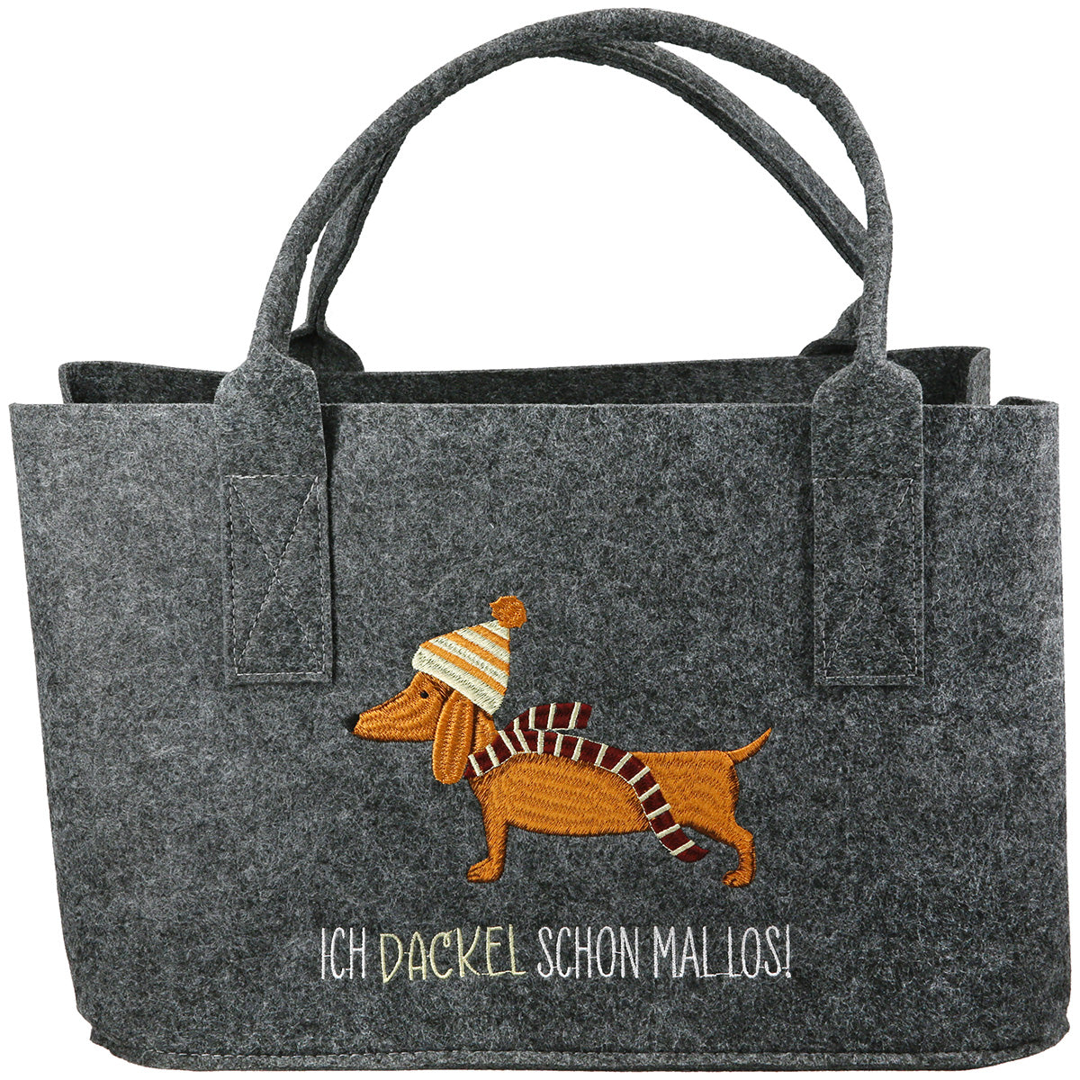 Filztasche Frieda mit Dackelmotiv dunkelgrau Einkaufstasche modern