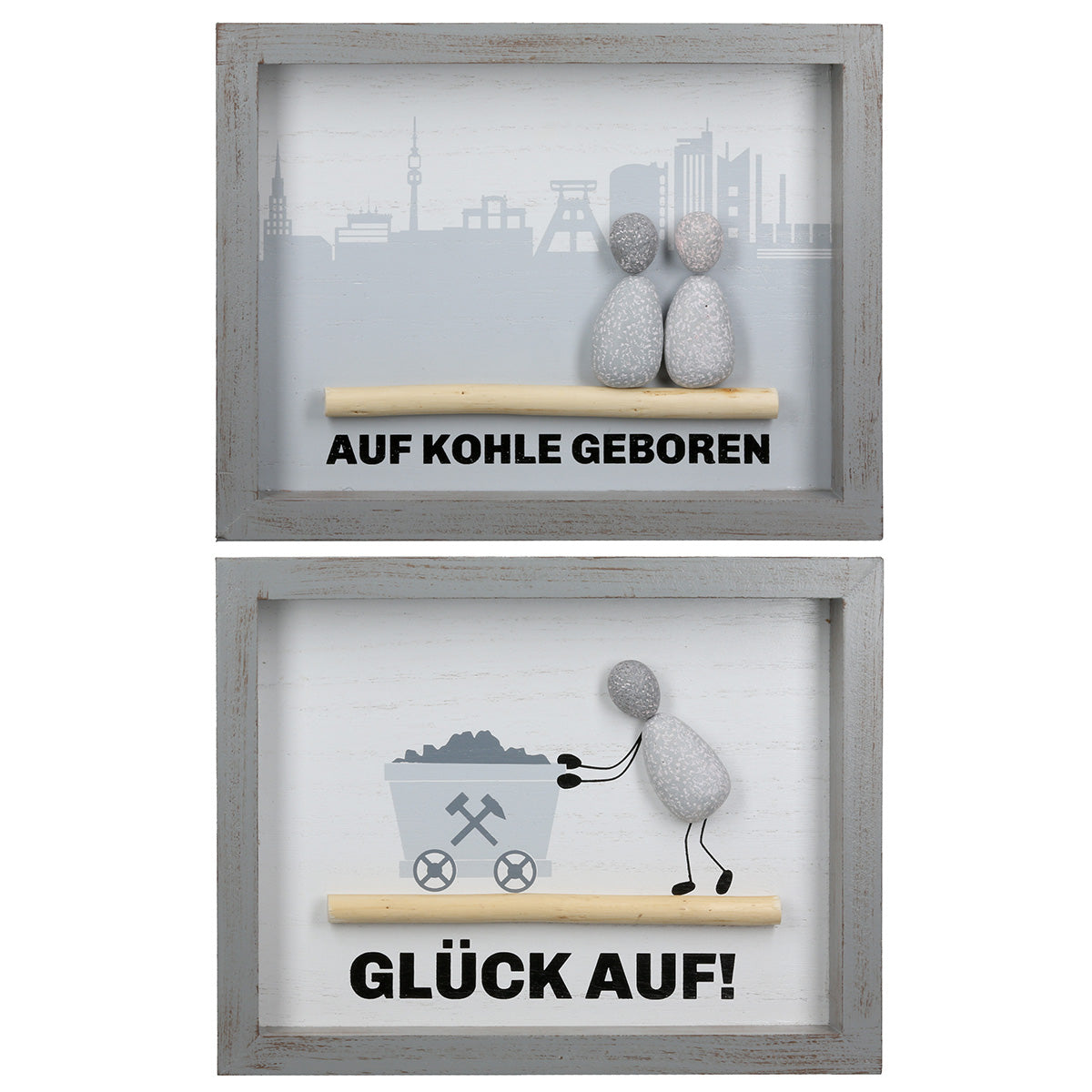 Steinbild Glück Auf 2er set Wanddeko