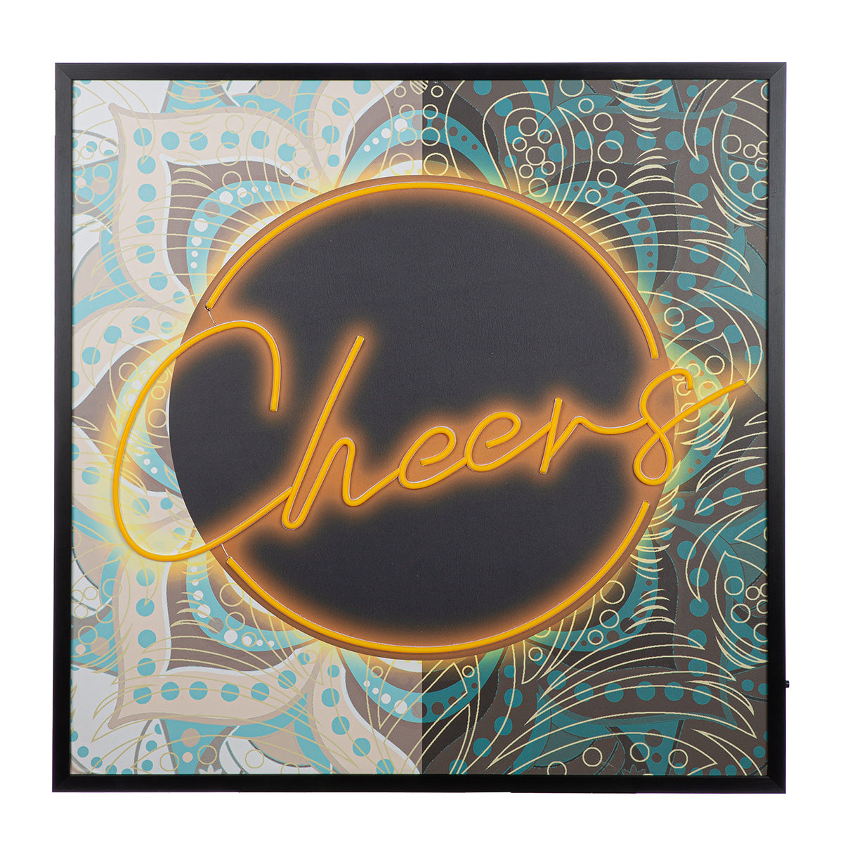 LED Bild Cheers Leinwand quadratisch mit Schriftzug beleuchtet