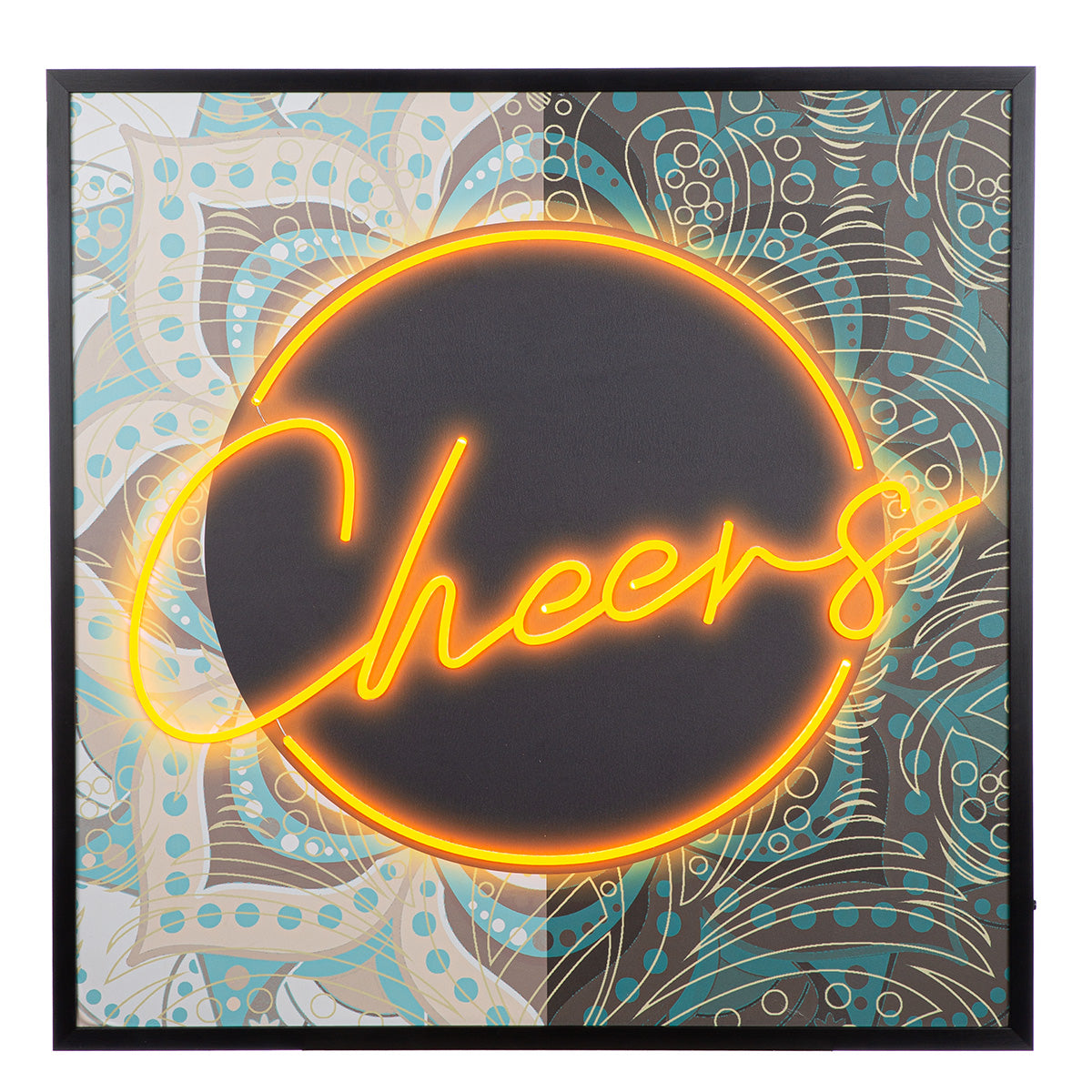 LED Bild Cheers Leinwand quadratisch mit Schriftzug beleuchtet