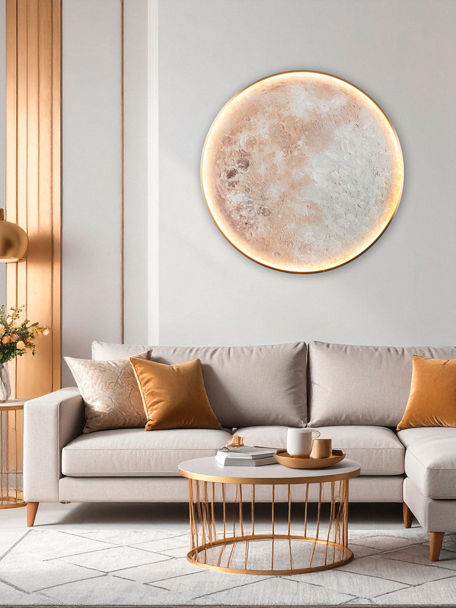 LED Wandbild Mond Luna Aurea rund mit Beleuchtung