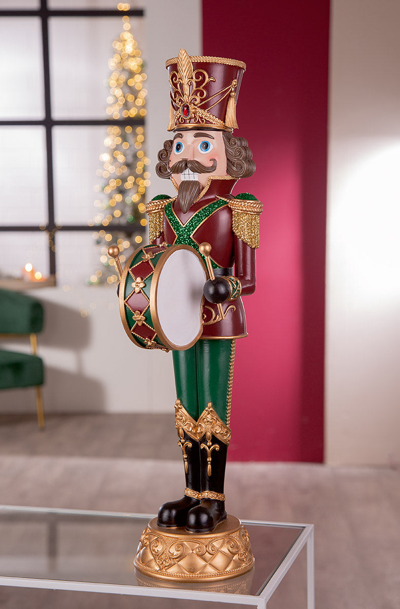 Nussknacker Figur Monarch Grün Rot Kunstharz 60 cm
