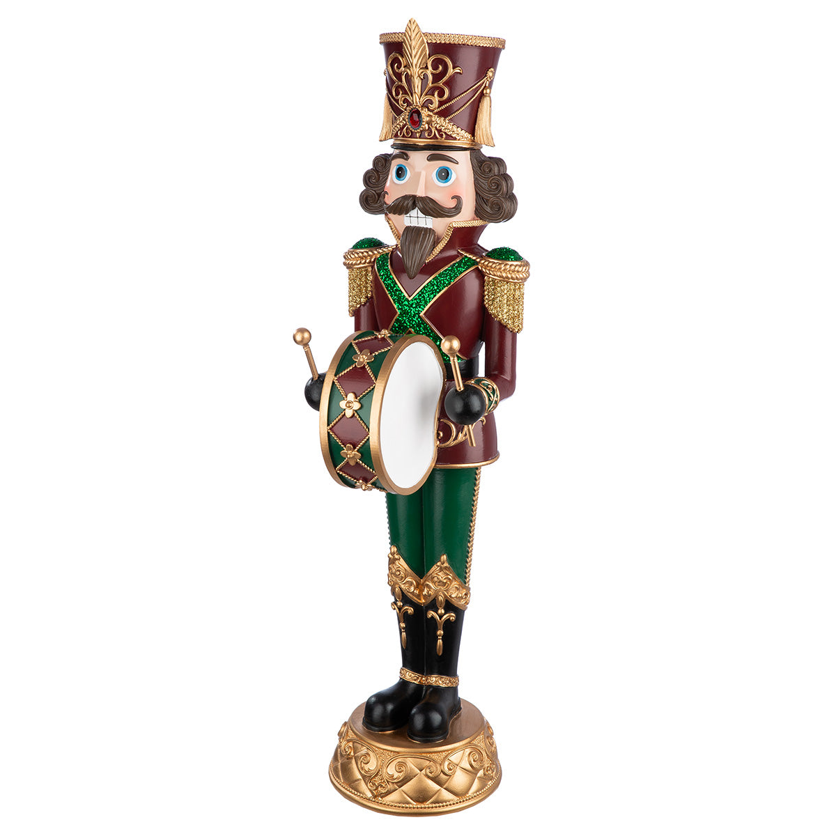 Nussknacker Figur Monarch Grün Rot Kunstharz 60 cm
