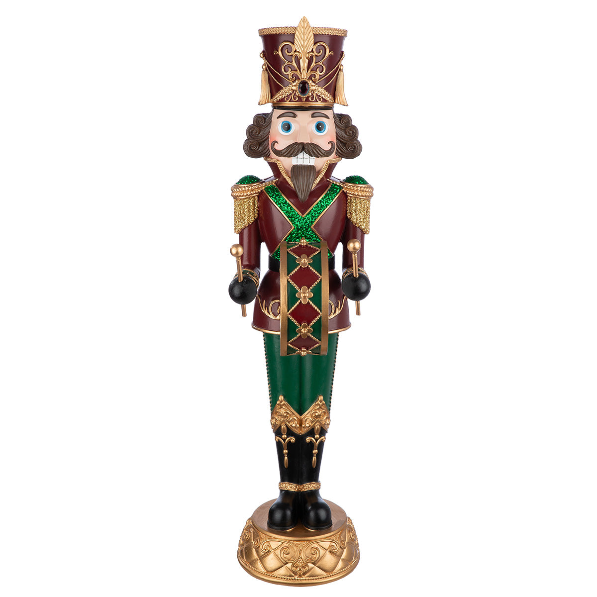 Nussknacker Figur Monarch Grün Rot Kunstharz 60 cm