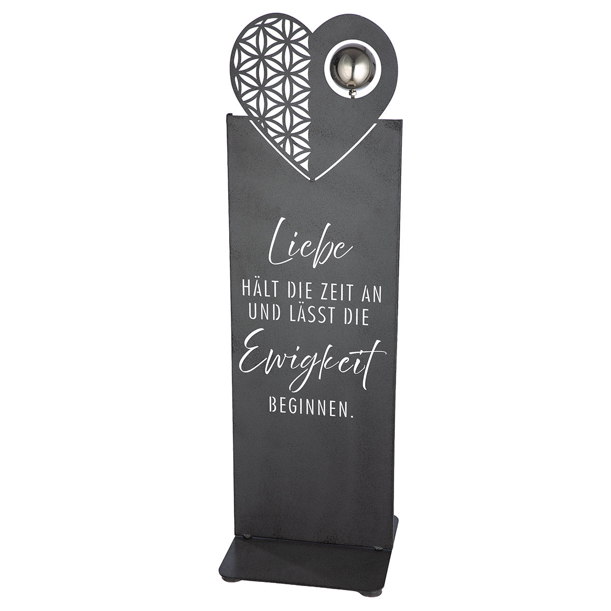 Metall Standrelief Ewigkeitsherz mit Spruch in Grau