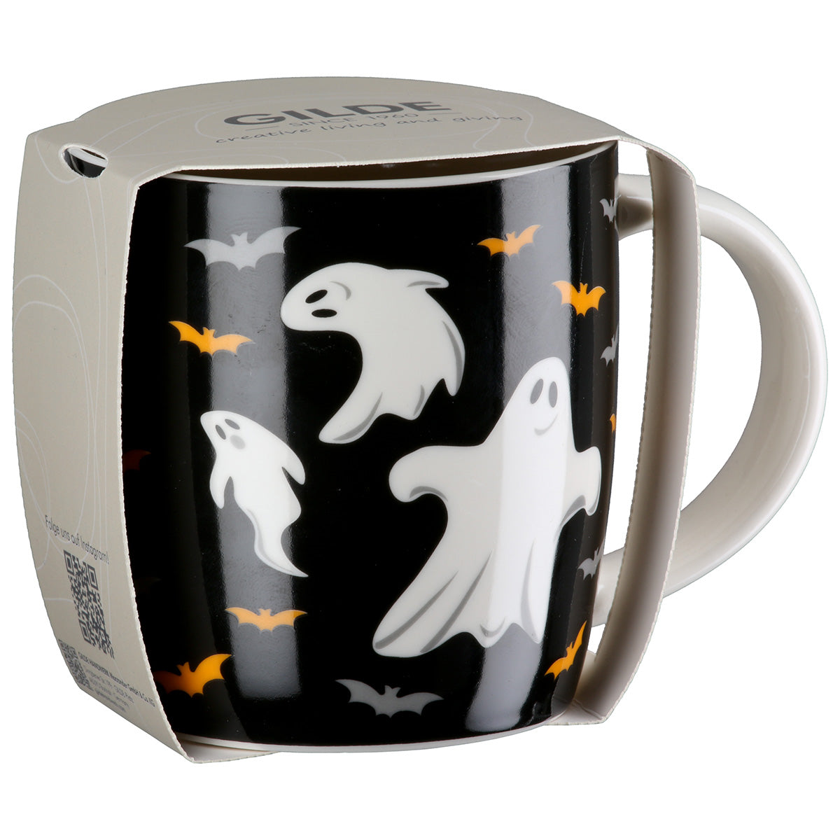 Halloween Tassen 6er Set Geisterflug aus Porzellan 380 ml