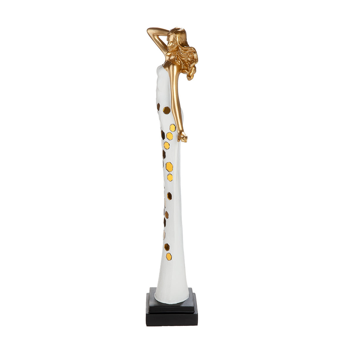 Skulptur Lichtblick Frau weiß goldfarben 45,5 cm