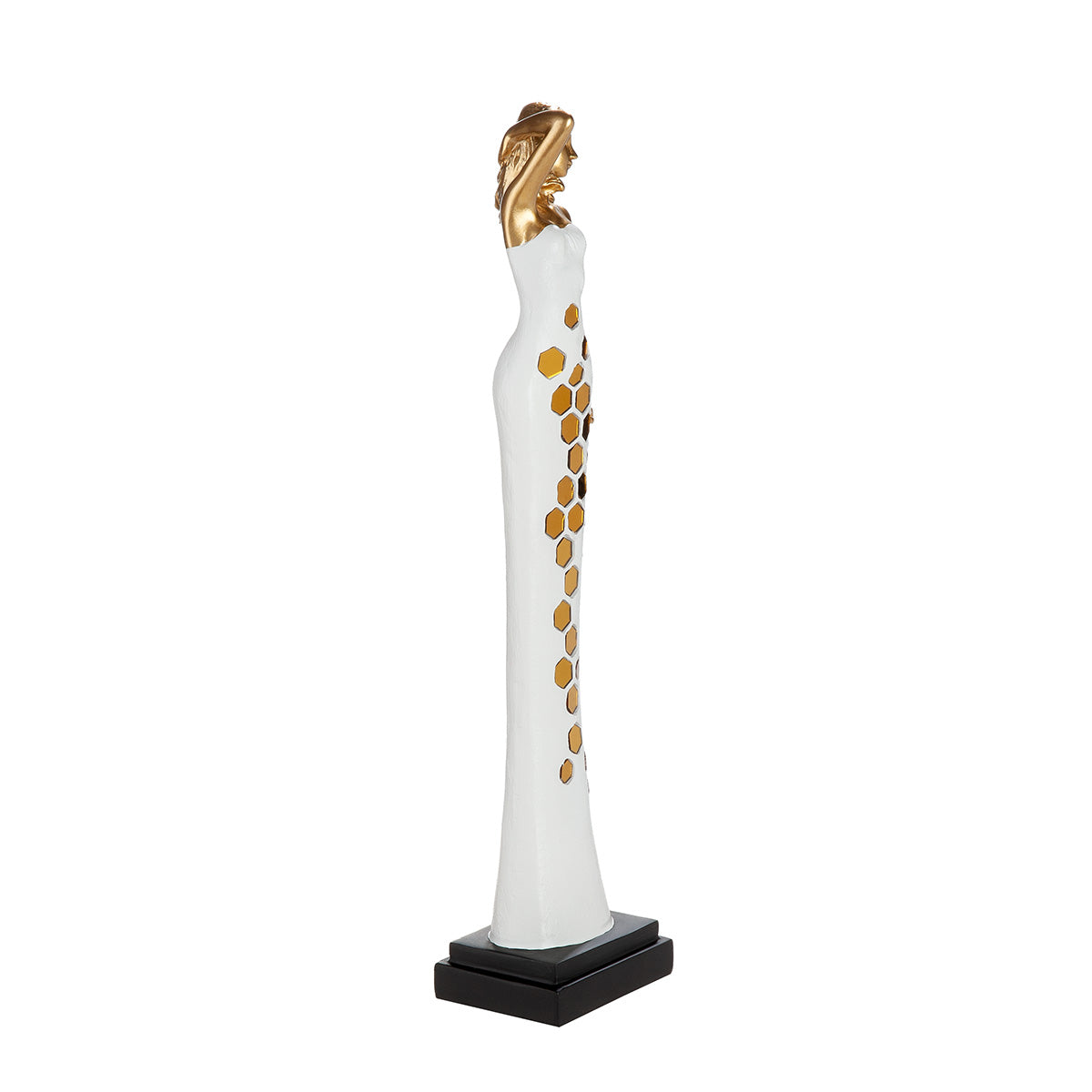 Skulptur Lichtblick Frau weiß goldfarben 45,5 cm
