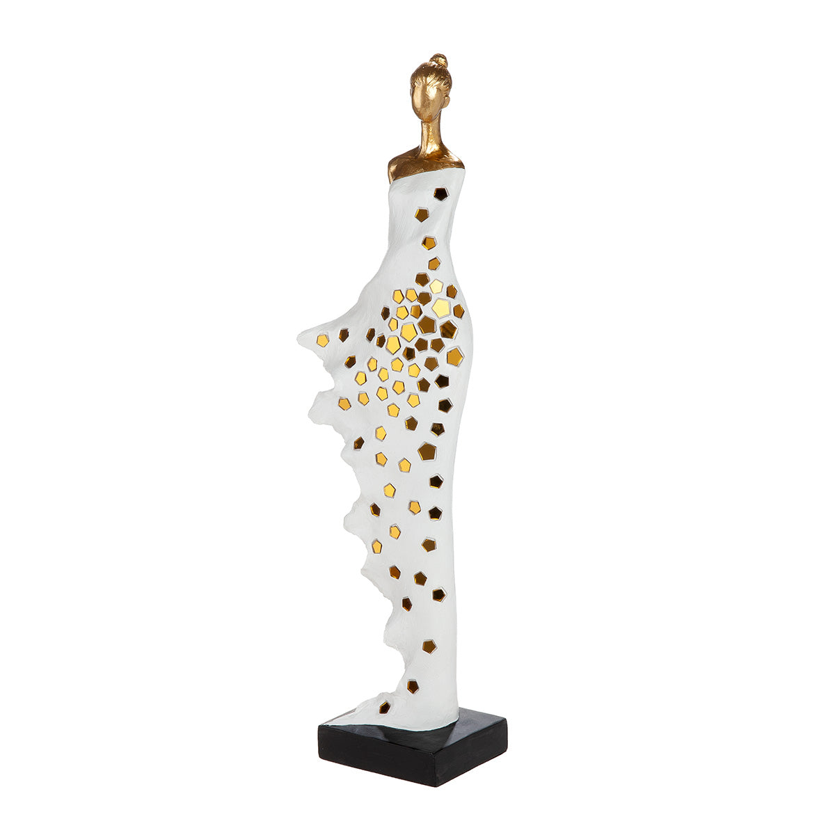 Dekofigur Frau Goldschimmer weiß gold 52 cm