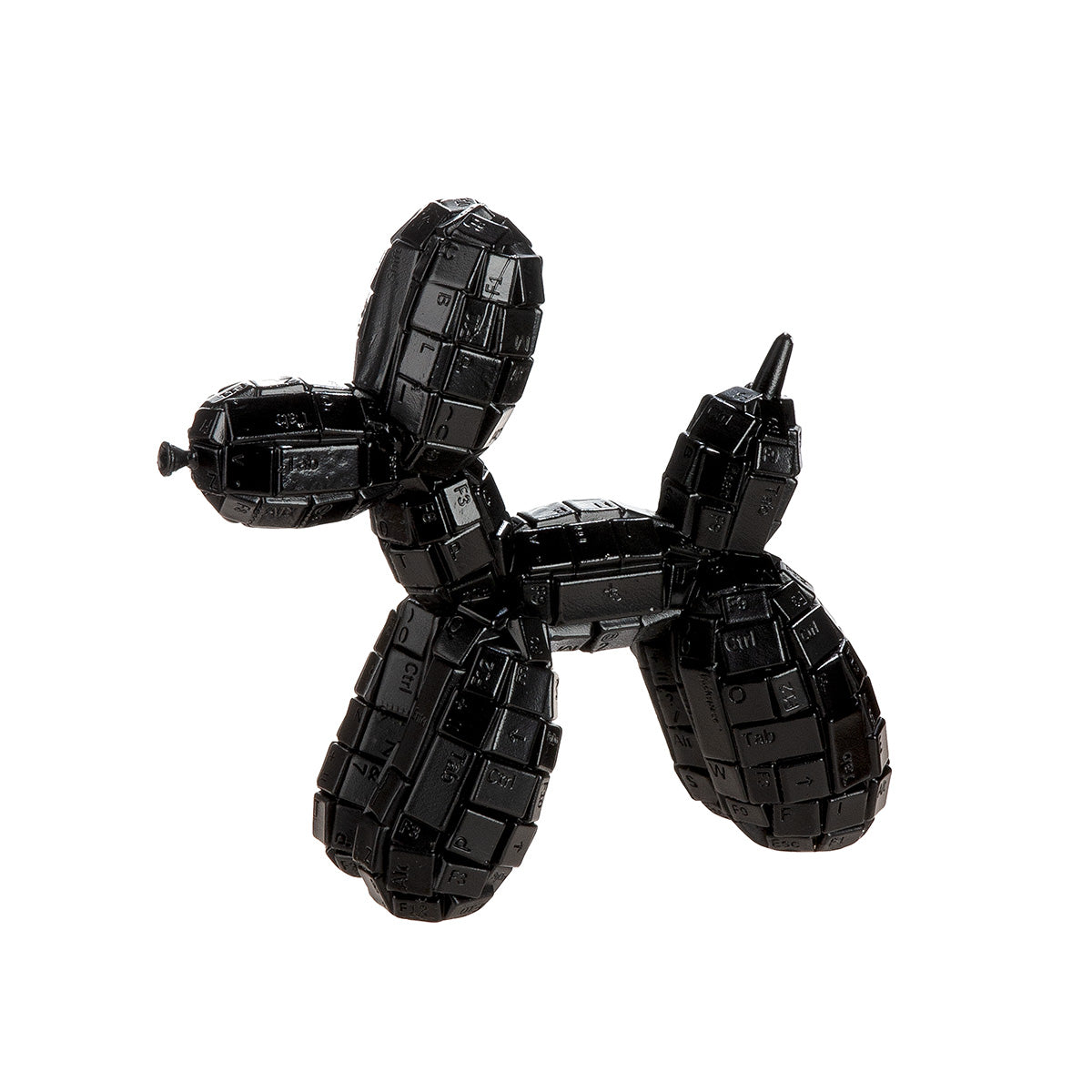 Dekofigur KeyDog Ballonhund Schwarz Tastatur-Design 21 cm