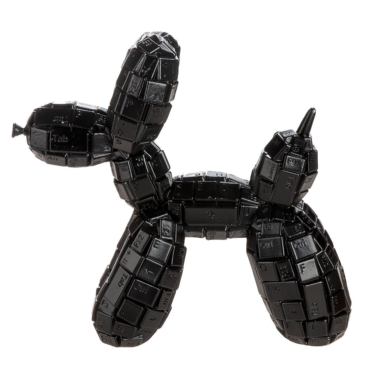Dekofigur KeyDog XL Ballonhund Schwarz Tastatur-Design 31 cm