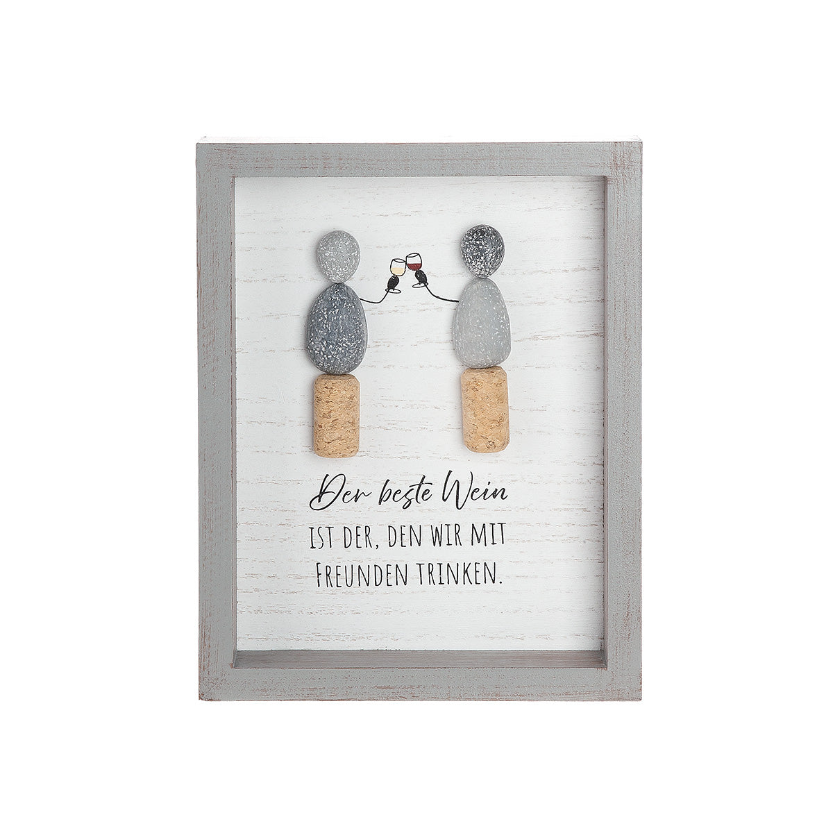 Steinbild 2er Set Weinfreunde Wanddeko modern Spruch Wein