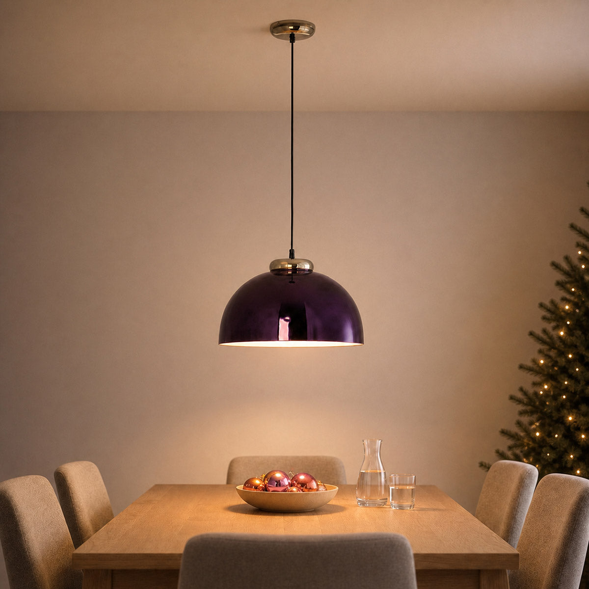 Hängeleuchte Lumina Rund Lila Metall 36 cm