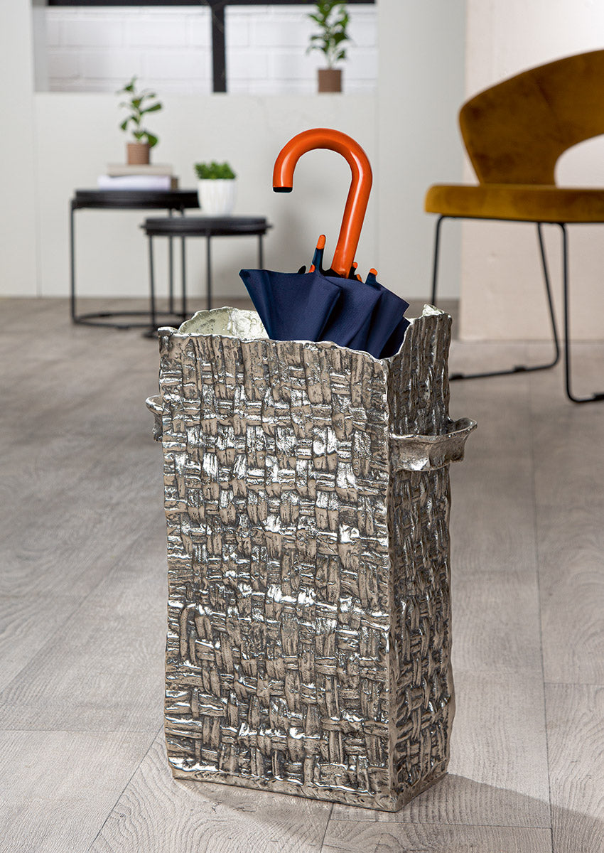 Vase und Regenschirmständer Tecido Rechteckig Silber Aluminium 46 cm