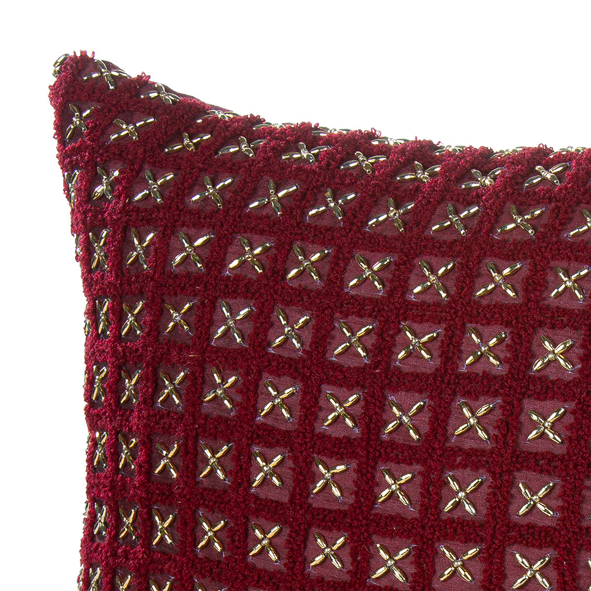 Dekokissen Golden Cross dunkelrot gold 40 x 40 cm 2er Set