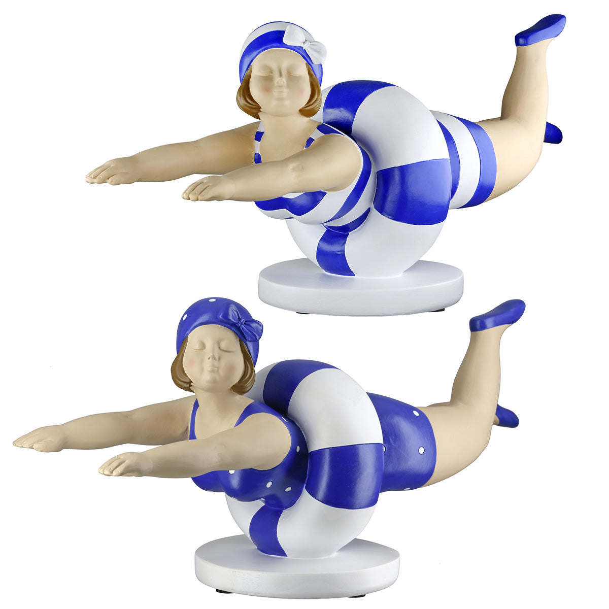 Dekofiguren Badenixe Marla 2er Set blau weiß Breite 38,5cm