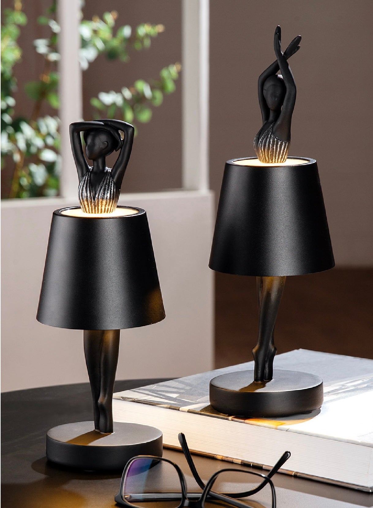 Tischleuchte Ballerina Odette LED Schwarz 2er Set