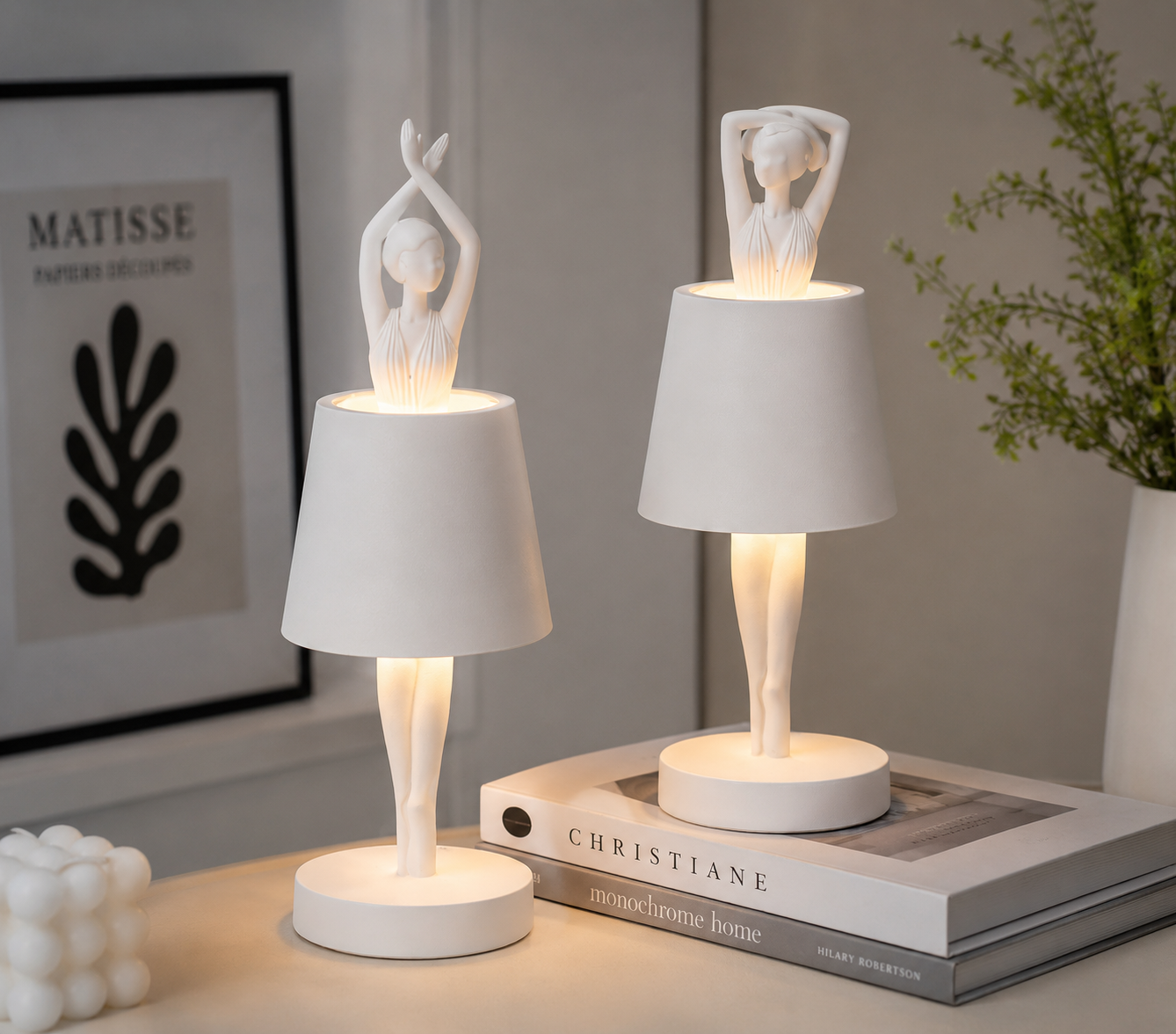 Tischleuchte Ballerina Odette LED Weiß 2er Set
