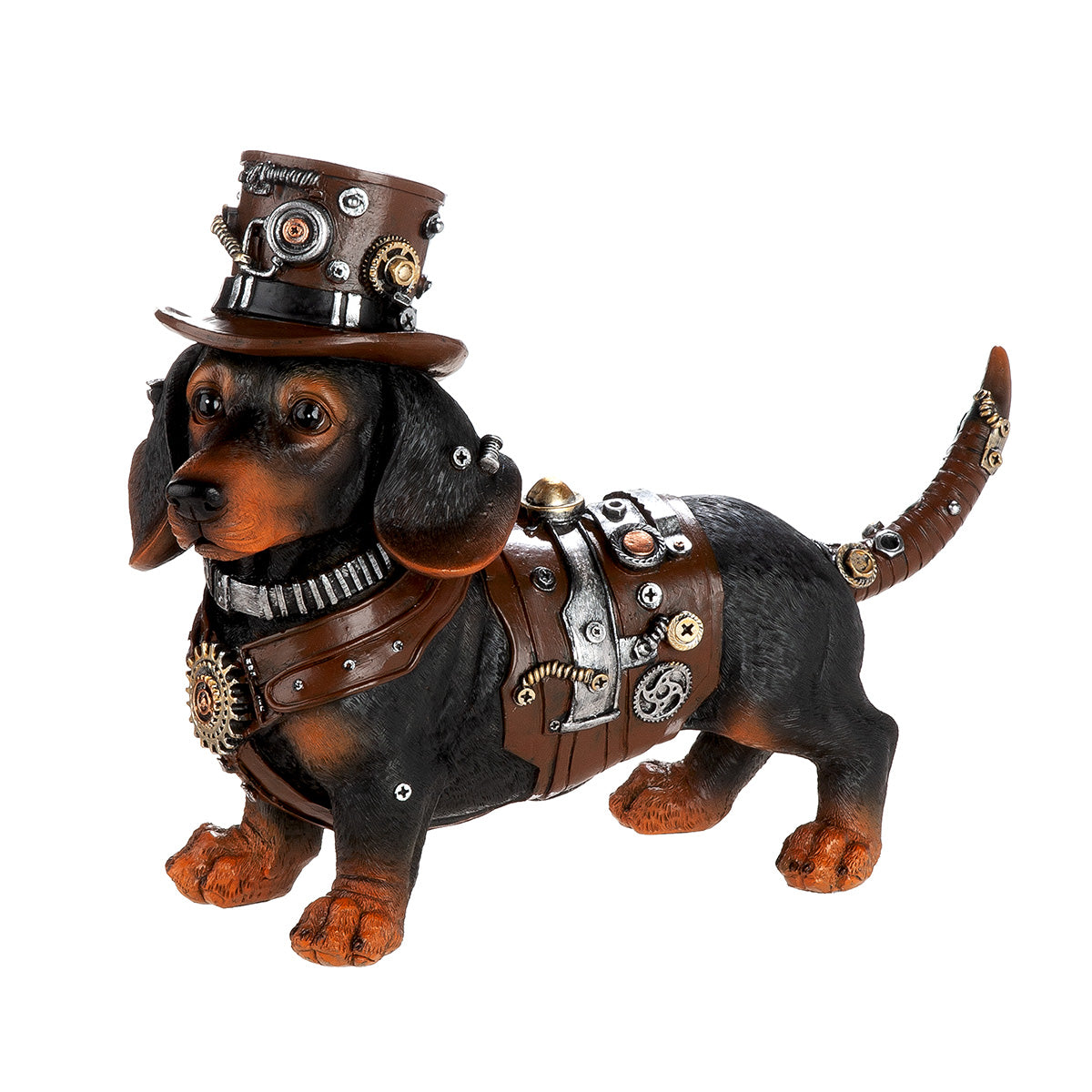 Dackel Figur Steampunk Bruno Gear braun schwarz Dekofigur