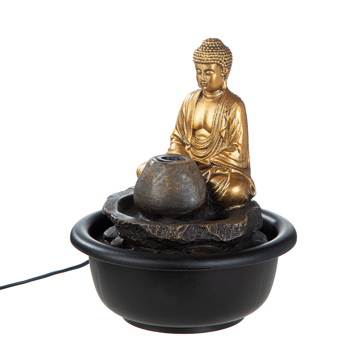 Tischbrunnen Samadhi Buddha Gold Ruhequelle Zenbrunnen