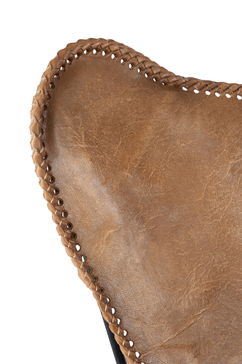 Luxus Lounge-Sessel Cognac - Echtleder mit schwarzem Metallgestell