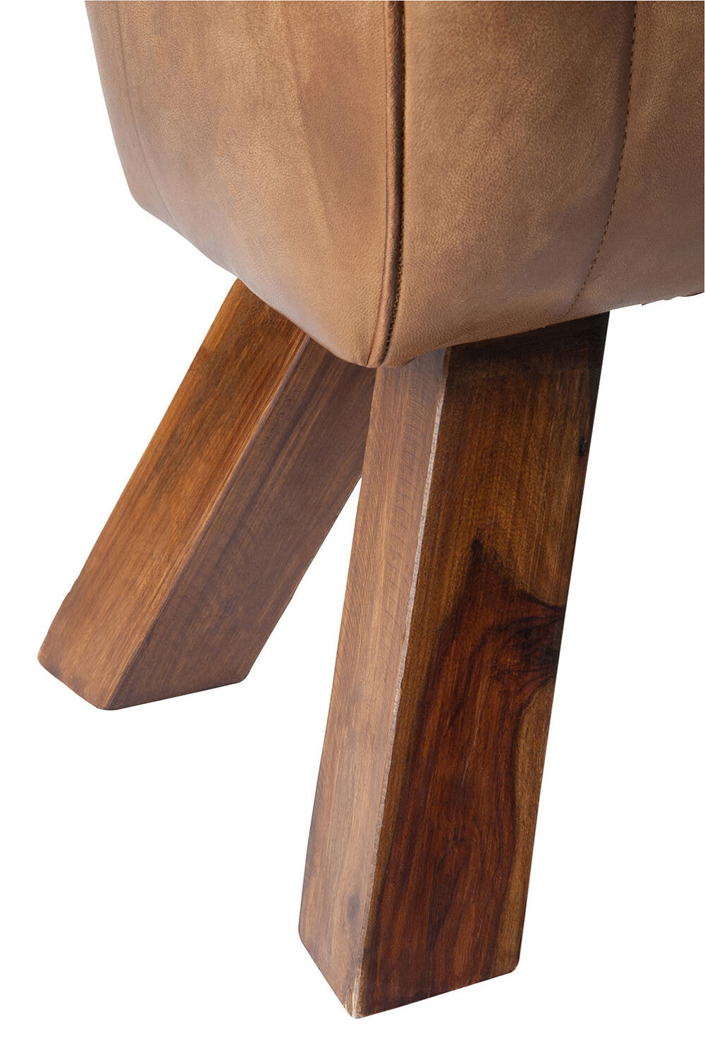 Gymbank aus Echtleder und Holz in Cognac