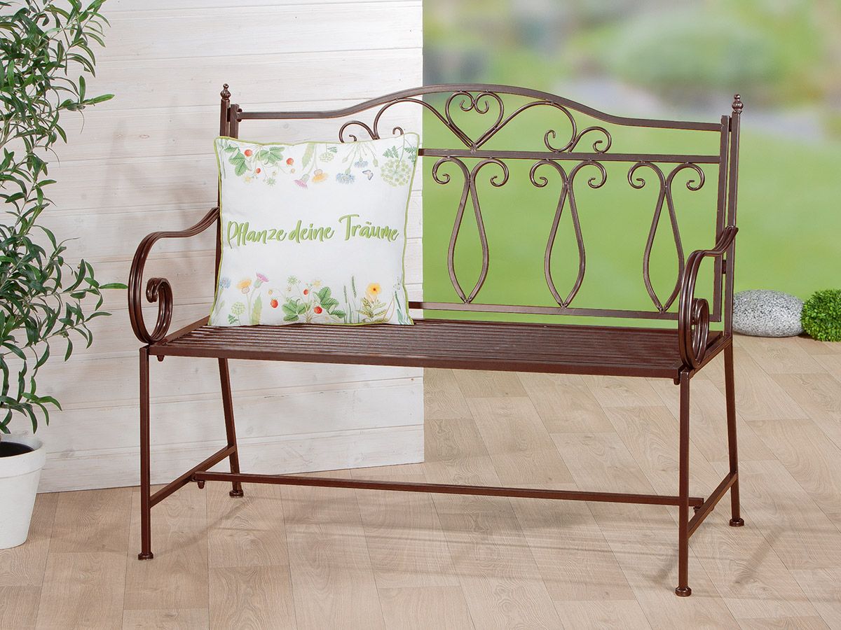 Elegance metal garden bench, brown – load capacity up to 200kg