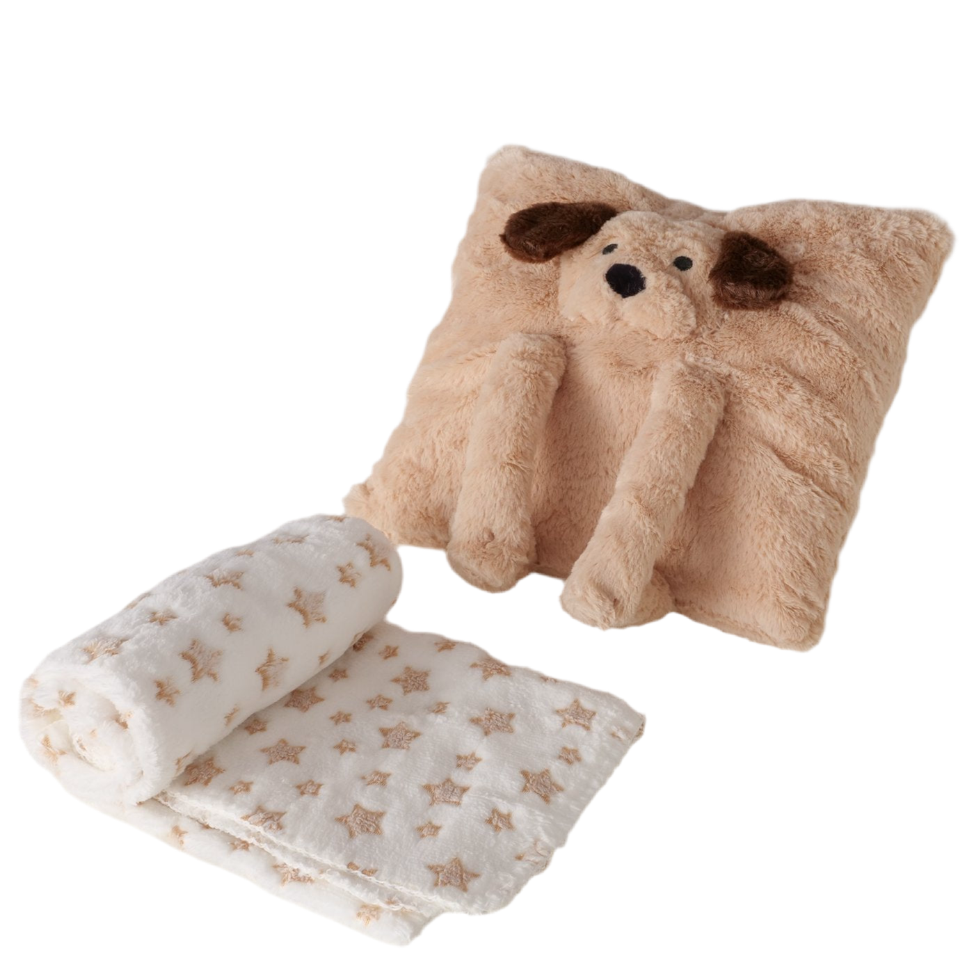 Noah Kuschelhund Kissen Mit Decke Hundemotiv 32cm Braun Weiß Plüsch