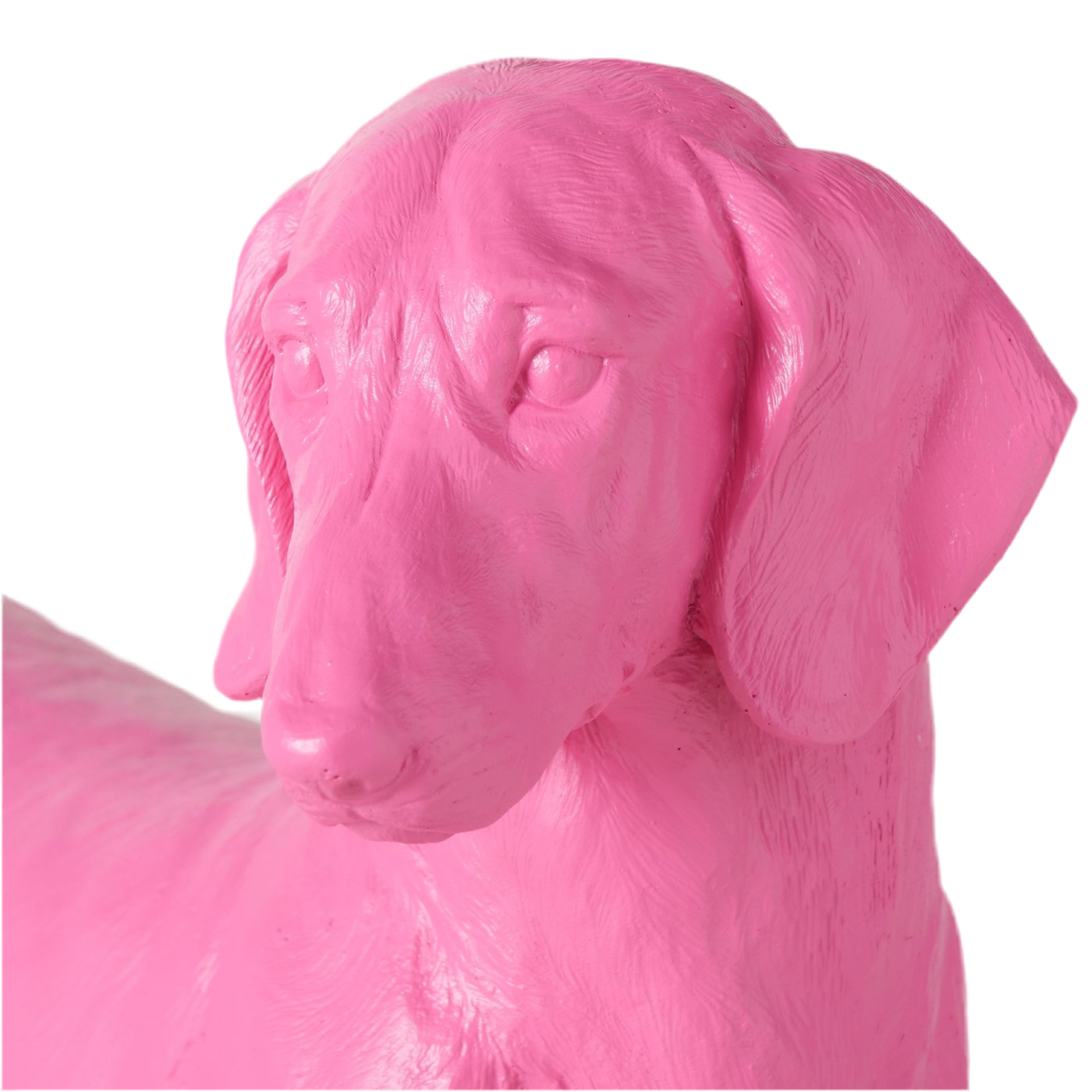 Dekofigur Wuffolino Pinker Dackel Hund Kunstharz Matt 38cm