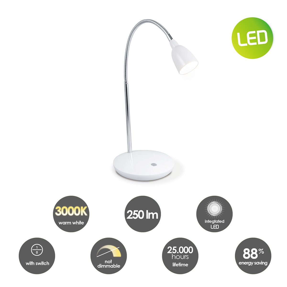 Flexy LED Bureaulamp 3W Wit - Verstelbaar