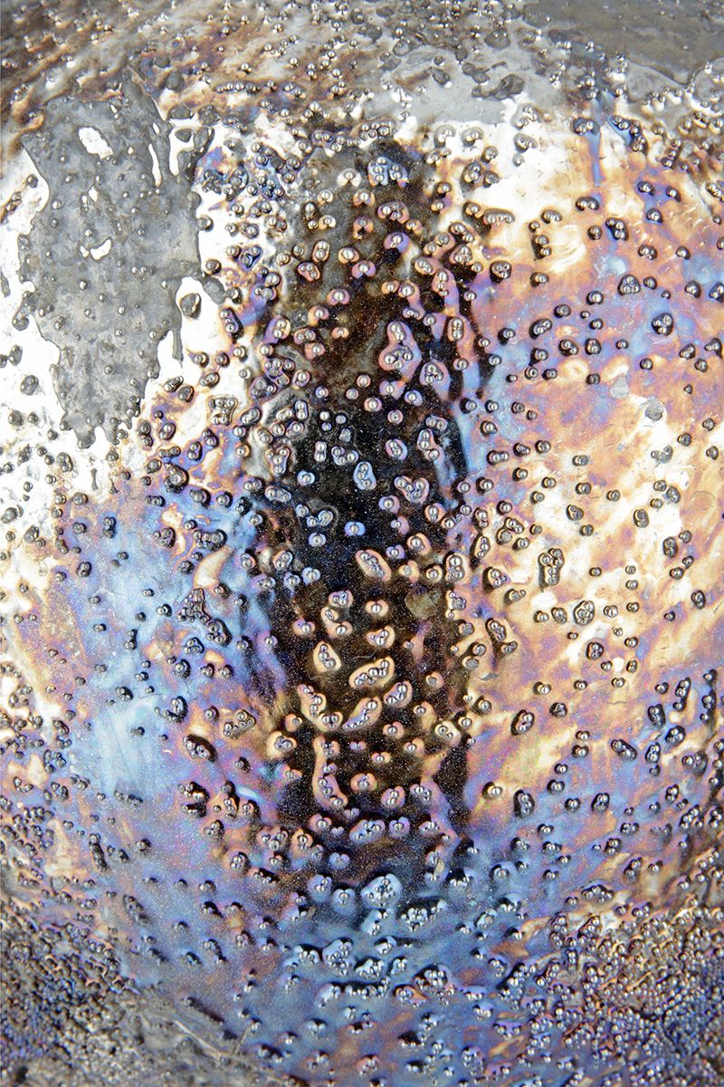 Elegante Metall Deko Vase 'Pavone' - Metallic Blau & Braun, Zylinderförmiges Design für ein Modernes Ambiente