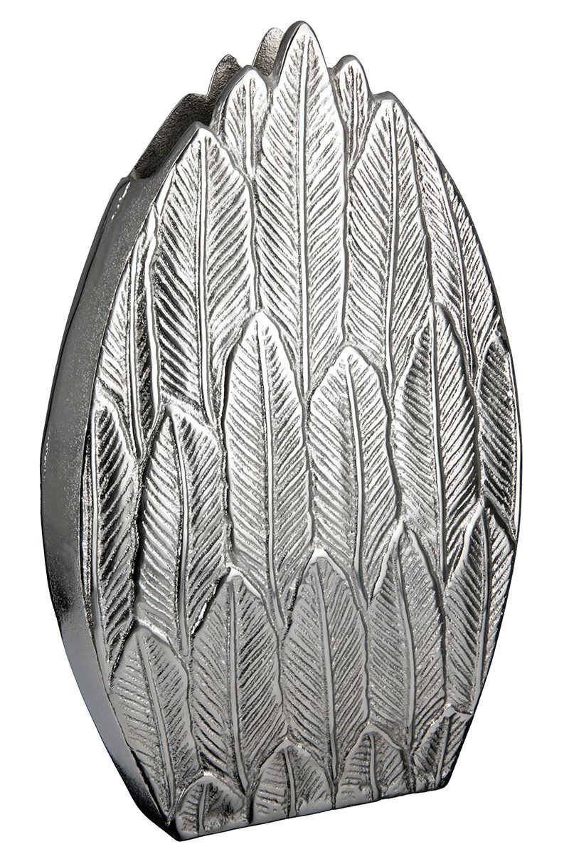 Silberne Schönheit Tropfenförmige Aluminium Vase 'Feder' von Gilde
