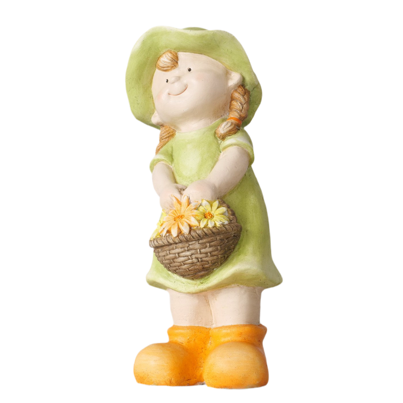 Gartenfigur Leni Blumenkorb aus Keramik wetterfest handbemalt