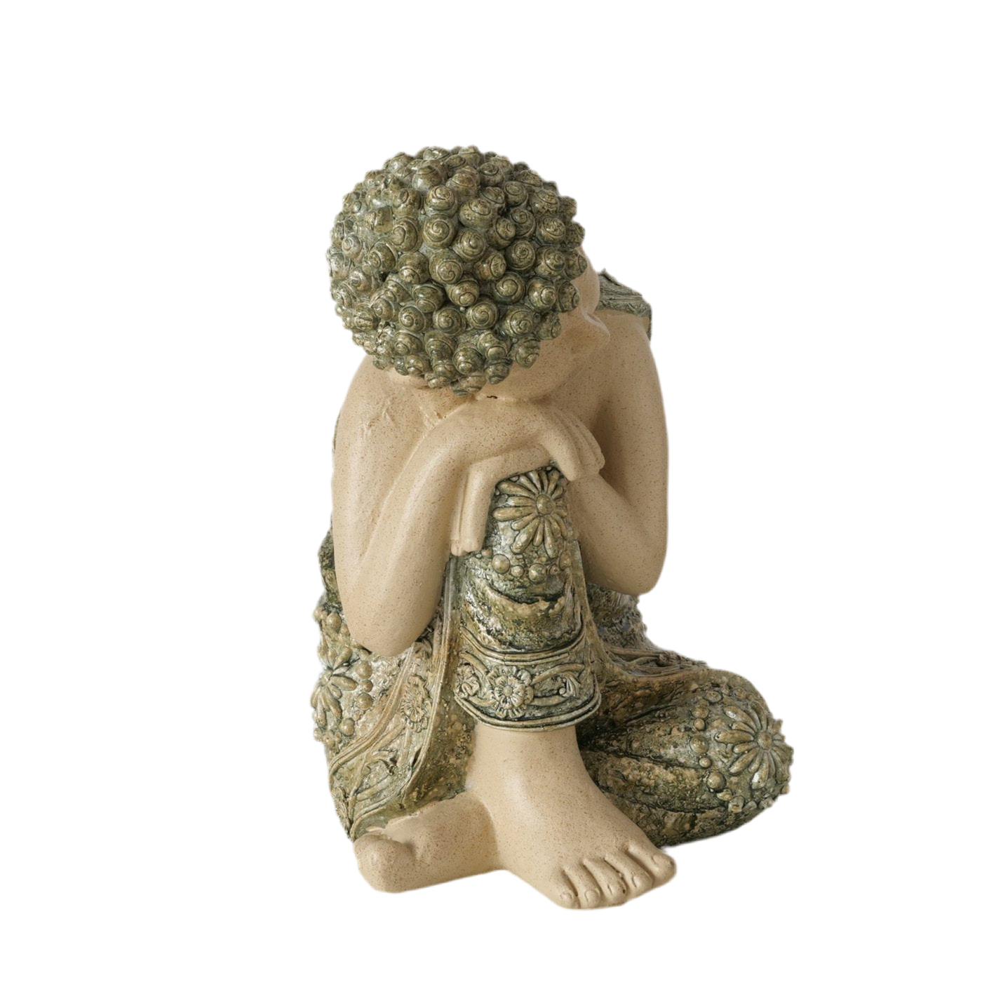 Buddha Figur Bodhi Shanti – Meditative Deko Skulptur Beige Grün