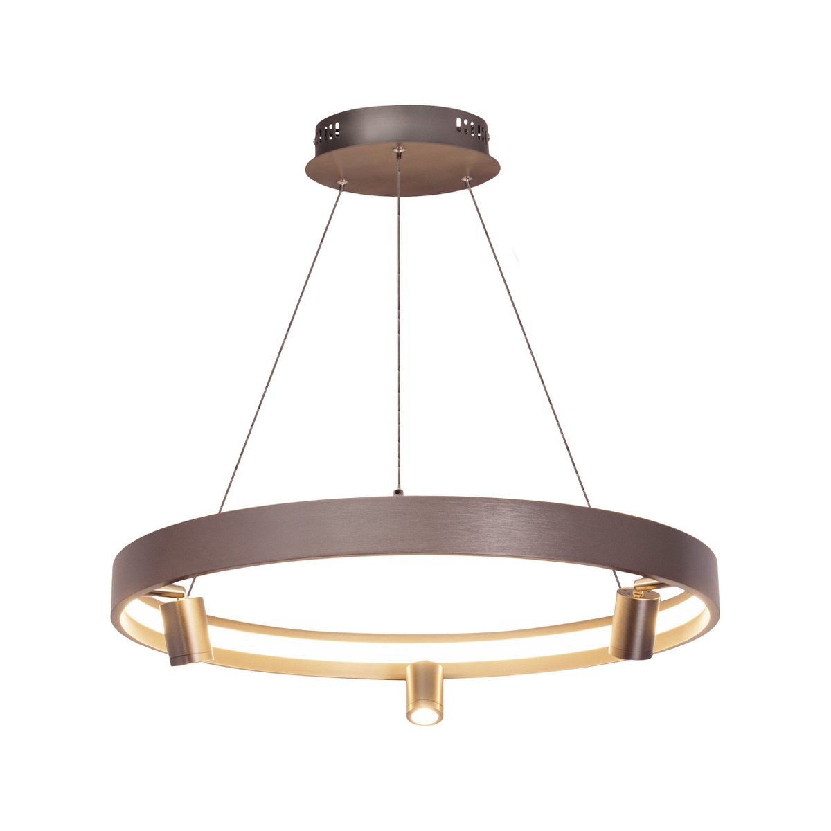 LED Pendelleuchte ""TRISTAN", moderne Pendellampe aus Metall und Kunststoff in Stahl-blank, die LEDs sind fest verbaut. Mit ca. 58 cm Ødie ideale Beleuchtung für Wohnzimmer, Esszimmer oder Küche.