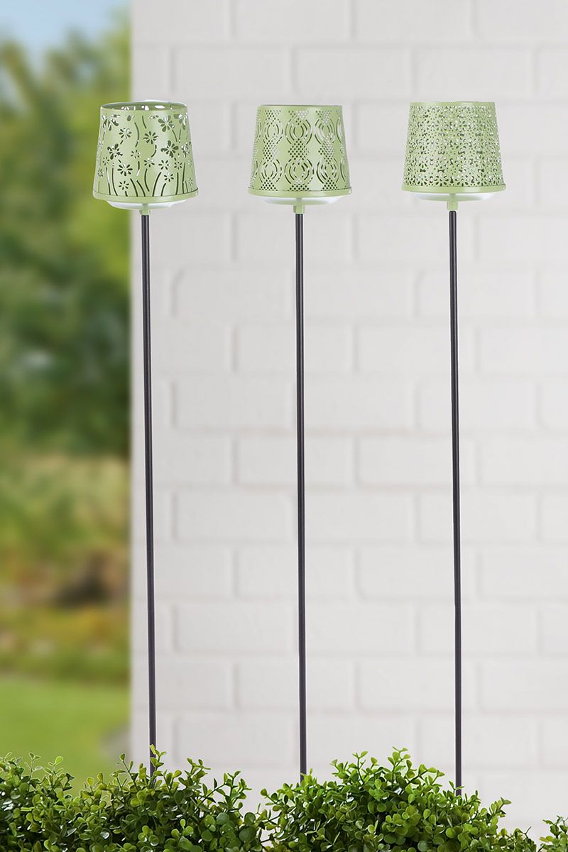 Malou Gartenstecker Set mit Windlicht, Grün und Schwarz, 6er Set