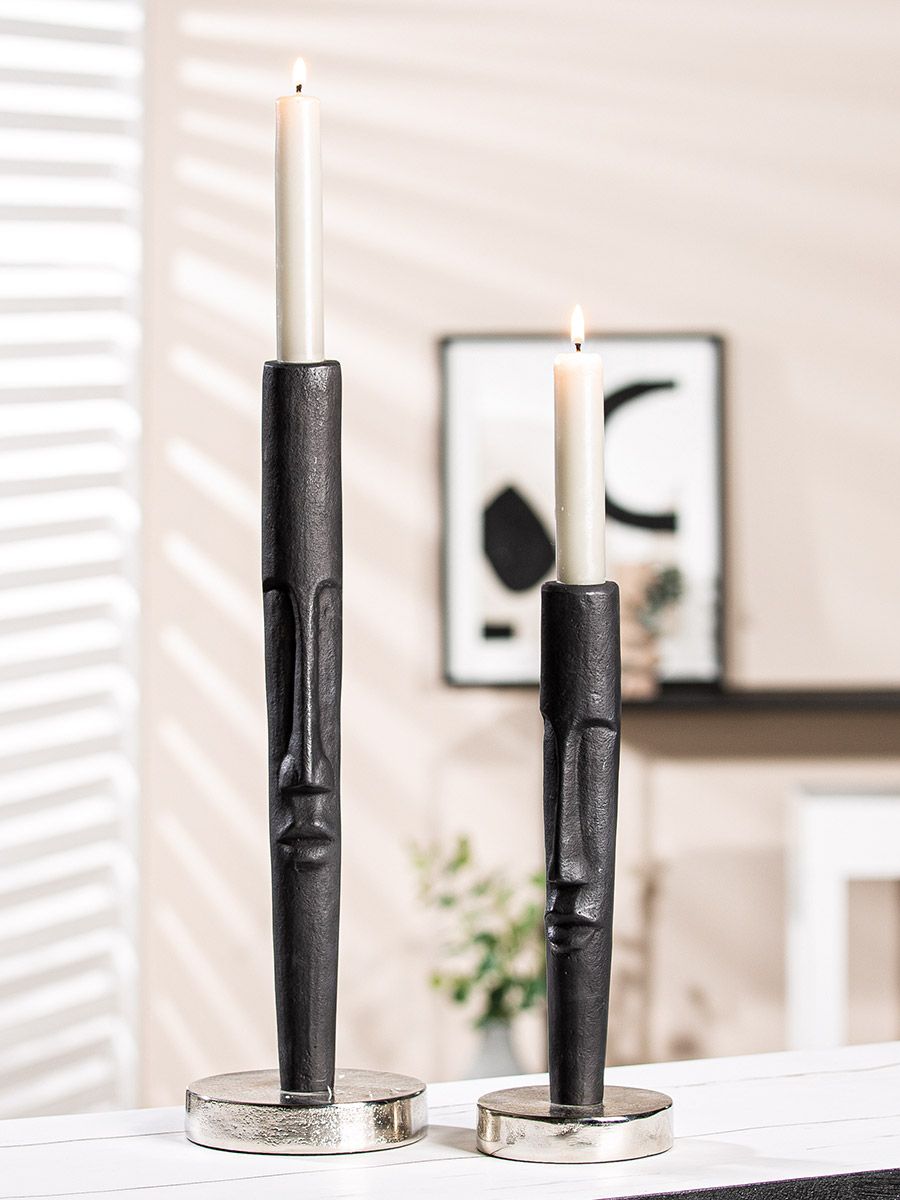 Kerzenleuchter Aluminium Gesicht Long Face Anthrazit 2 Größen