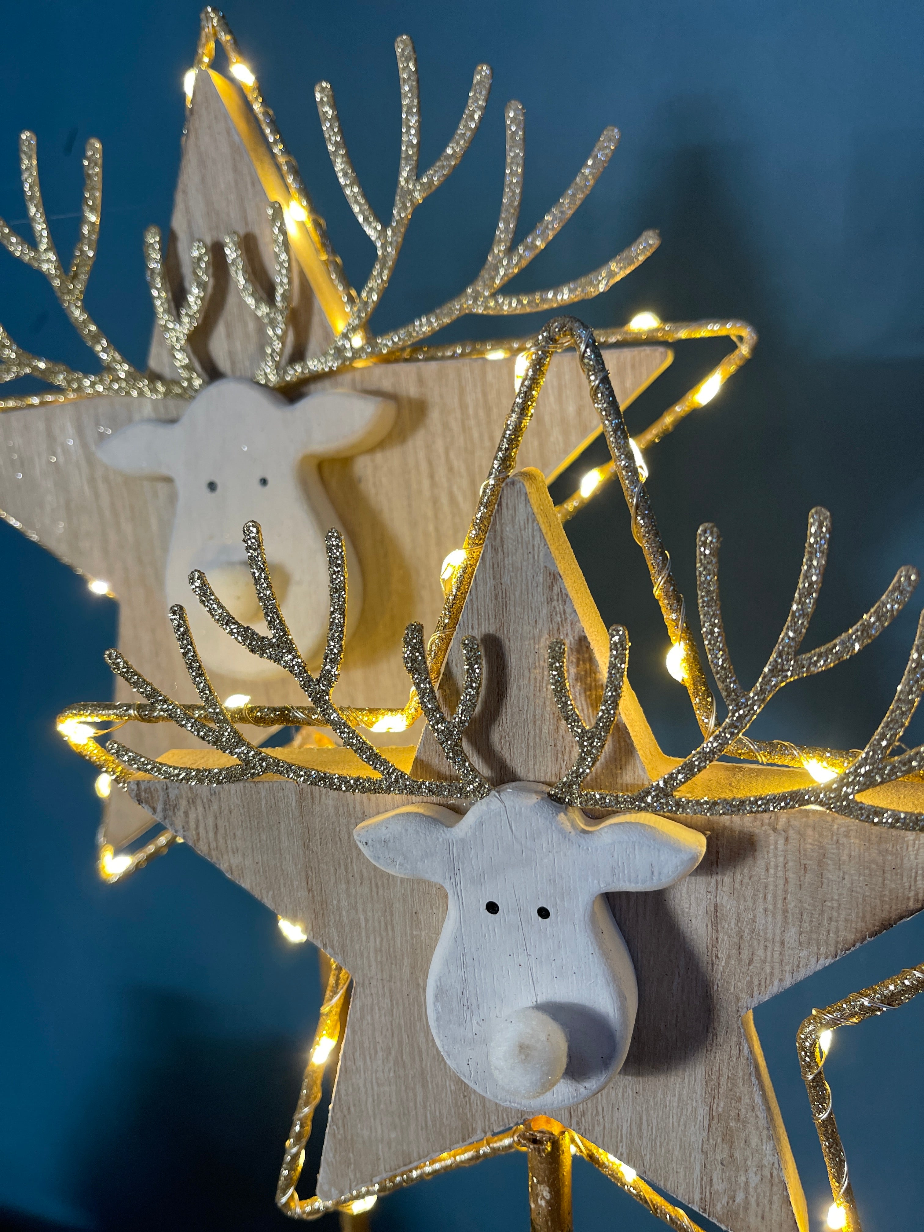 Aufsteller Rentierkopf LED zwei Größen Weihnachtsdekoration Hirsch Elch