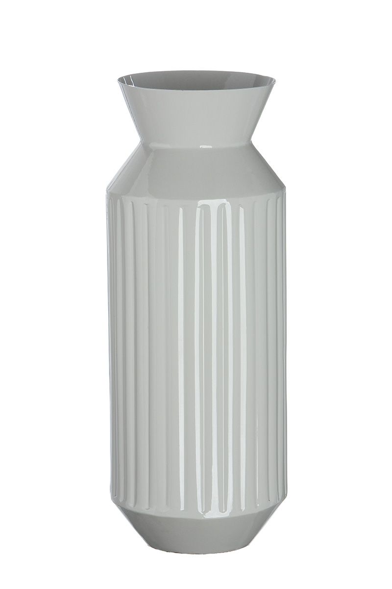 Elegantes 2er Set Metall Vase 'Powder' in Hellgrau -  35 cm & 30 cm Höhe - Modernes Design für stilvolle Blumenarrangements